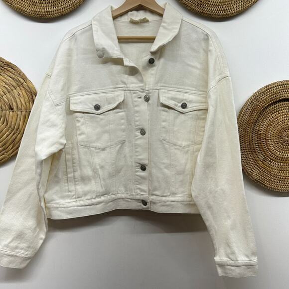 Buckle Peach Love White Sequins Fringe BRIDE Denim Jean Jacket Large Bridal - Picture 5 of 7